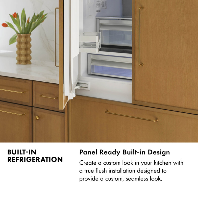 ZLINE 36" Built-In 3-Door French Door Refrigerator with Internal Water and Ice Dispenser, Bronze