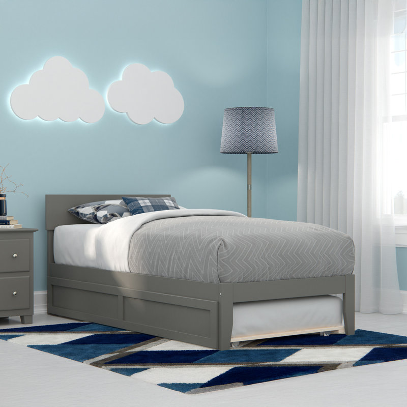 Farrah Kids Twin Platform with Trundle, Gray, Twin
