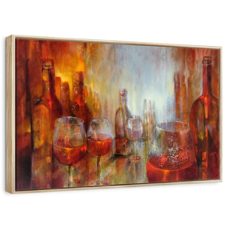 Burgunder Wine Time, Cadre flottant en bois naturel, 37 po x 25 po