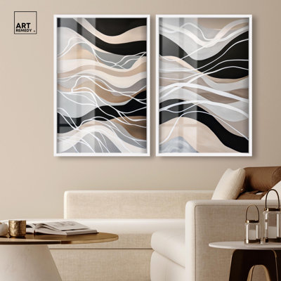 Noir Bld Series Shadowbox Print Modern Wall Art Set by Art Remedy, Black Frame, 10 x 15