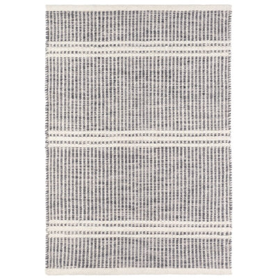 Tapis gris / ivoire à rayures fabriqué à la main Malta