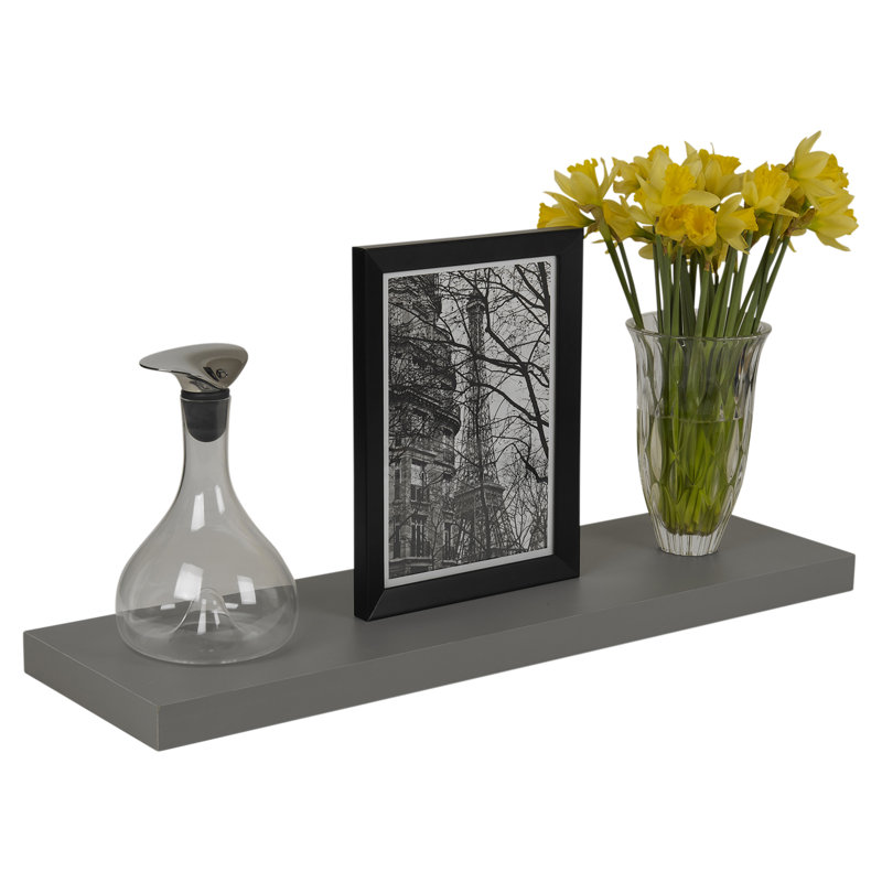 3 Piece Floating Shelf, Grey, 4cm H x 80cm W x 23.5cm D