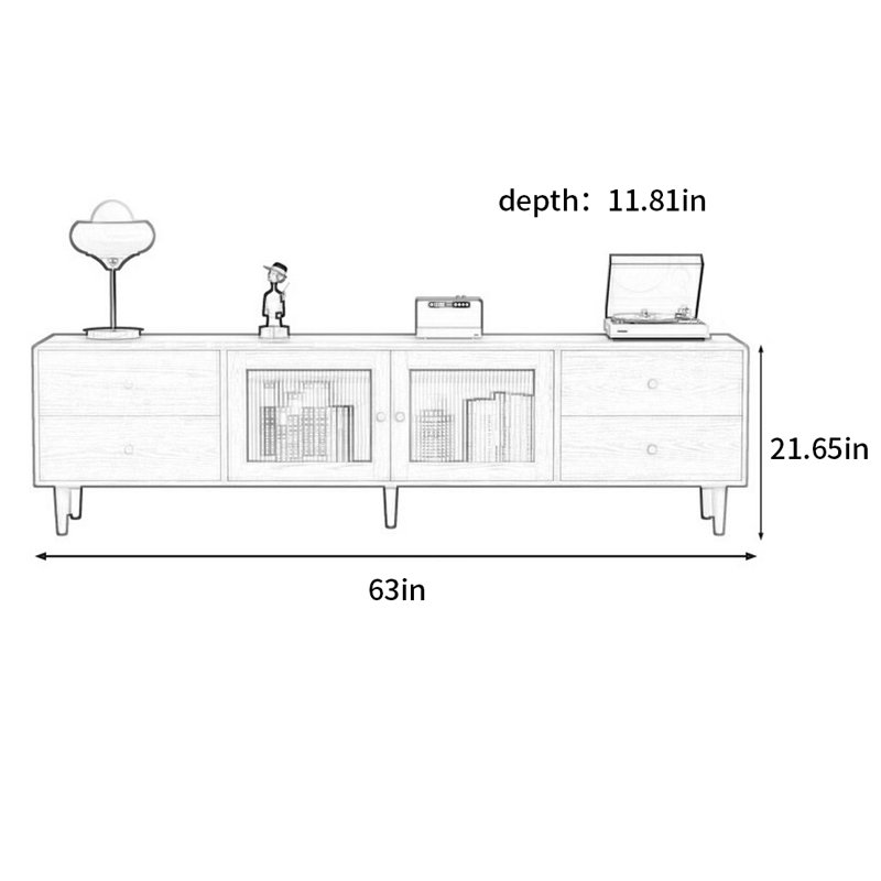 Meuble télé Modern Minimalist, H 21,65 po x L 63 po x l 11,81 po