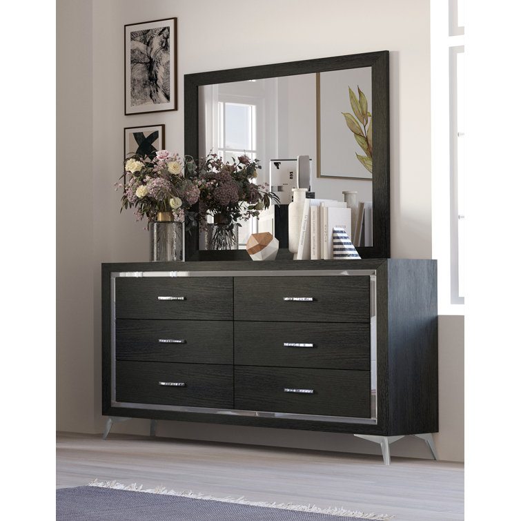 Maxo 58.4'' W 6 - Drawer Dresser with Mirror