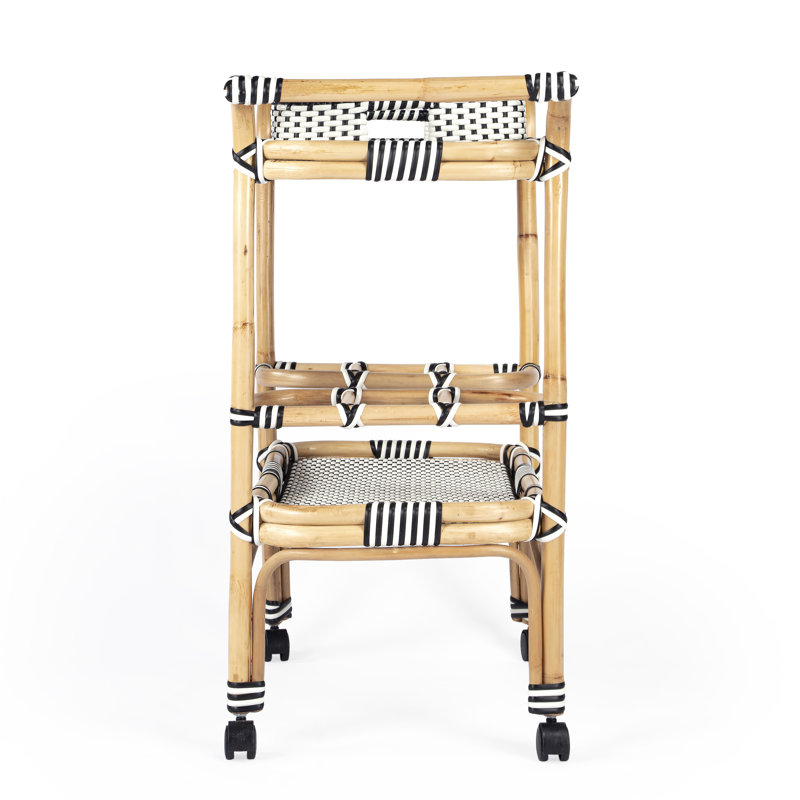 Selena & Rattan Bar Cart, White