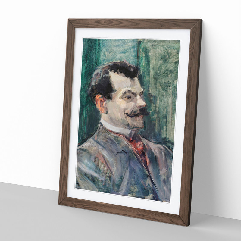 Portrait of Andre Rivoire by Henri de Toulouse-Lautrec - Picture Frame Painting, 48cm H x 36cm W x 2cm D, Walnut Framed