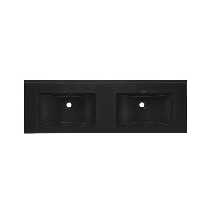 Comptoir de meuble-lavabo à double cuve 48 po noir mat