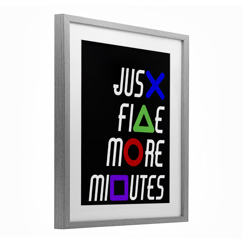 «Just Five Minutes Gamer Badges», reproduction d'art sous verre, conception de Kim Allen, H 21 po x l 17 po