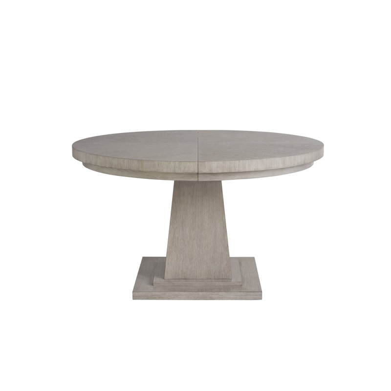 Gray Oak Round Extendable Pedestal Dining Table