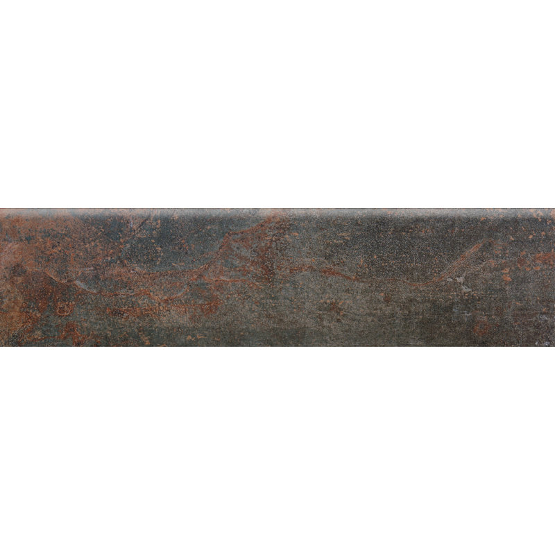 Common Core 24'' L x 6'' W Porcelain Metal Look Bullnose Tile Trim, Charcoal