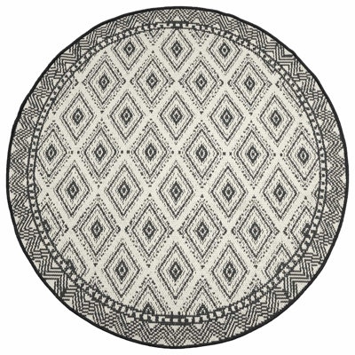 Area Rug Natural and Black PET Outdoor Garden Carpet Deck Covering for