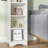 Tall Narrow Bookcase Set of 2 with Adjustable Shelves, 8 Tier Slim Storage Bookshelf with Anti-Tip Device,  Storage Cabinet Floor Standing Display Shelf for Small Spaces