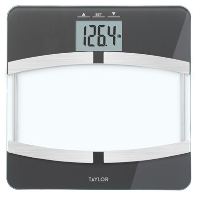 Taylor Precision Products 400 Lb. Capacity Digital Glass Platform Body Composition Analyzer Bath Scale, Black