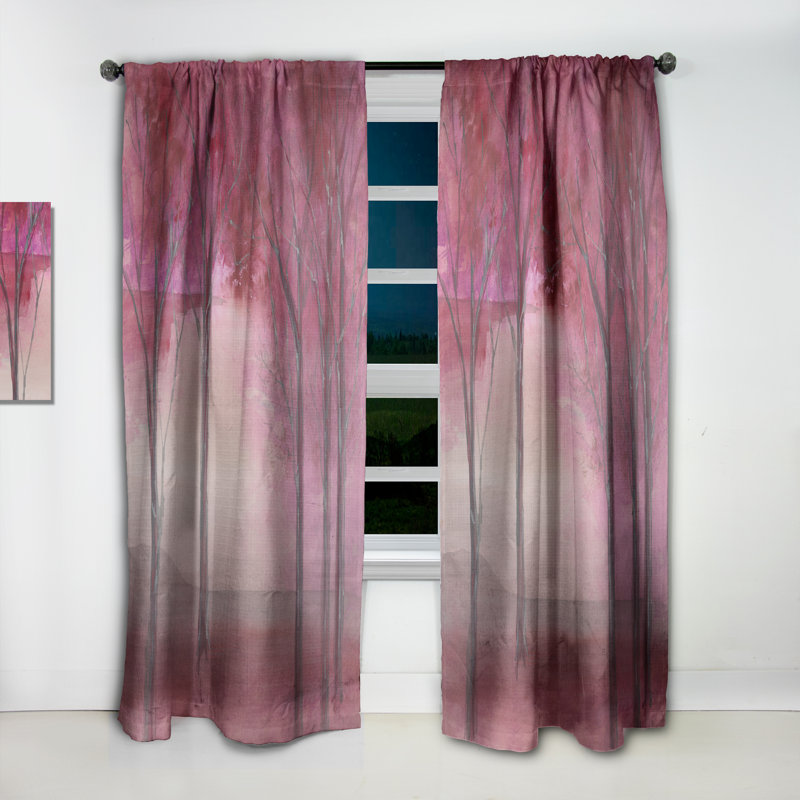 Rideau simple occultant Shabby Pink Under the Trees - Nature Shabby Elegance, L 52 po x L 90 po