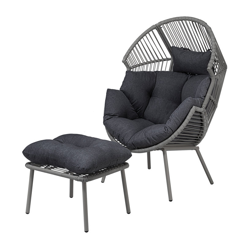Nestara Standing Egg Chair and Stool, Grey