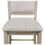 6 pièces - Style transitionnel avec paresseux en marbre, chaises rembourrées gris / beige, banc en bois massif blanc
