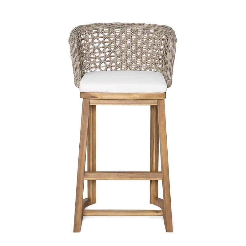 Ensemble de 4 tabourets de bar d'extérieur en bois d'acacia