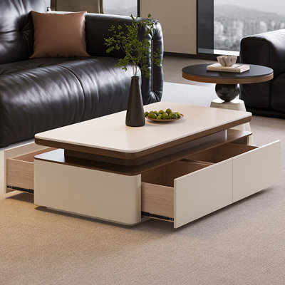 Table basse rectangulaire en bois manufacturé blanc