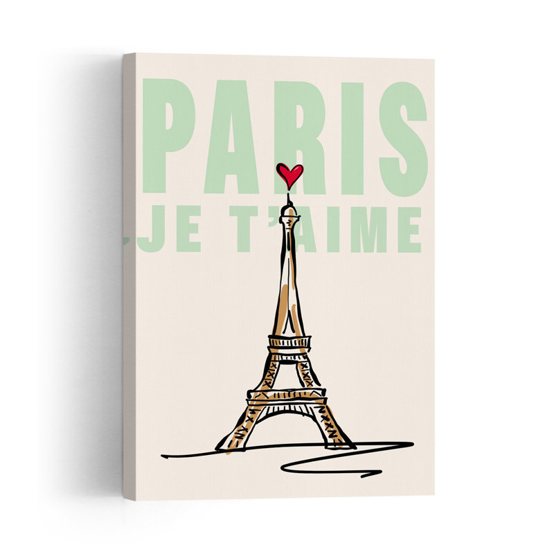 Paris Je T'Aime Minimaliste Architecture Romantique Wall Art Print, 36" H x 24" W