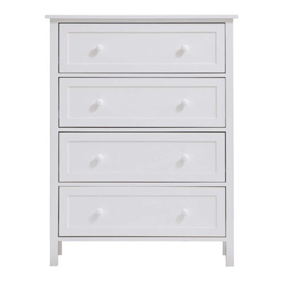 Commode 4 tiroirs Lolanda, finition blanche