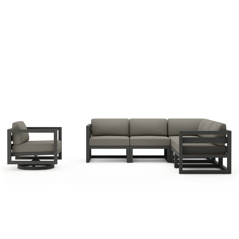 Avion 6 Piece Sectional Set With Swivel, Canvas Charcoal Sunbrella® Canvas, Slate