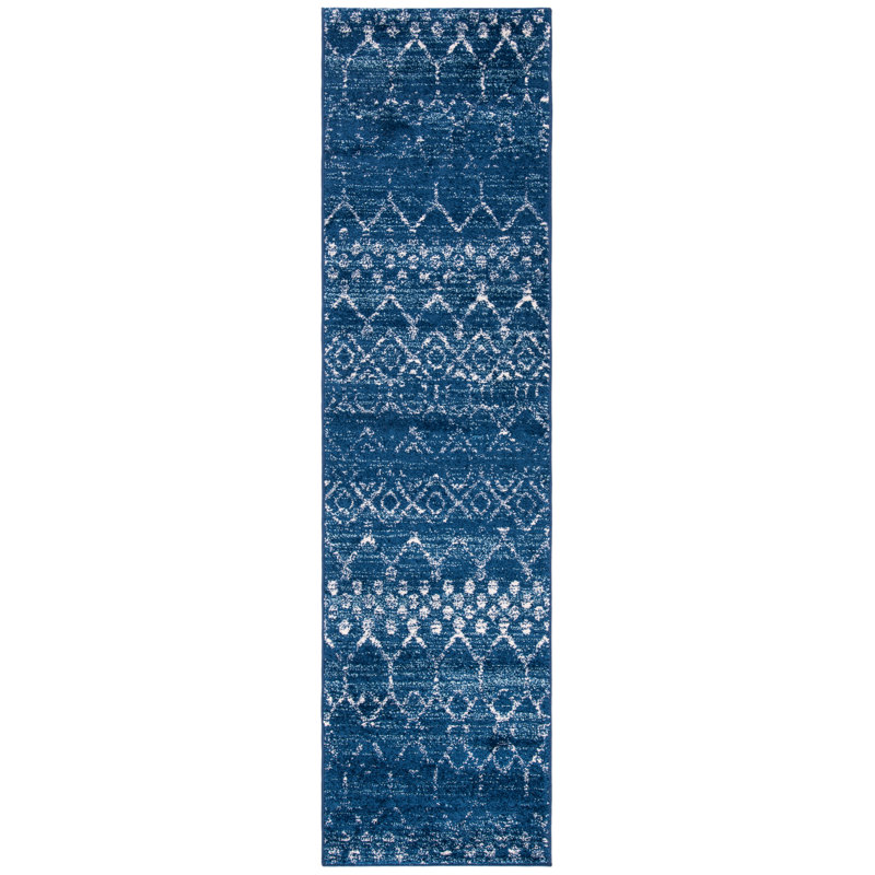 Tapis bleu / ivoire Peabody Southwestern, Rectangle 2 pi x 5 pi