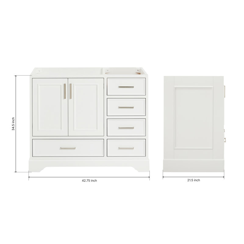 Stafford 42.75 in. W Single Bathroom Vanity Base, White