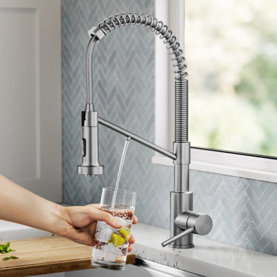 KRAUS Bolden 2-in-1 Commercial Style Pull-Down Single Handle Water Filter Kitchen Faucet for Reverse Osmosis or Water Filtration System