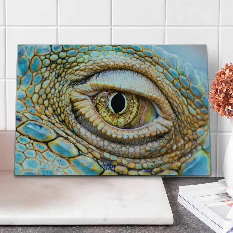 Ambesonne Colourful Cutting Board Large Size Tropic Reptiles Iguana Multicolor