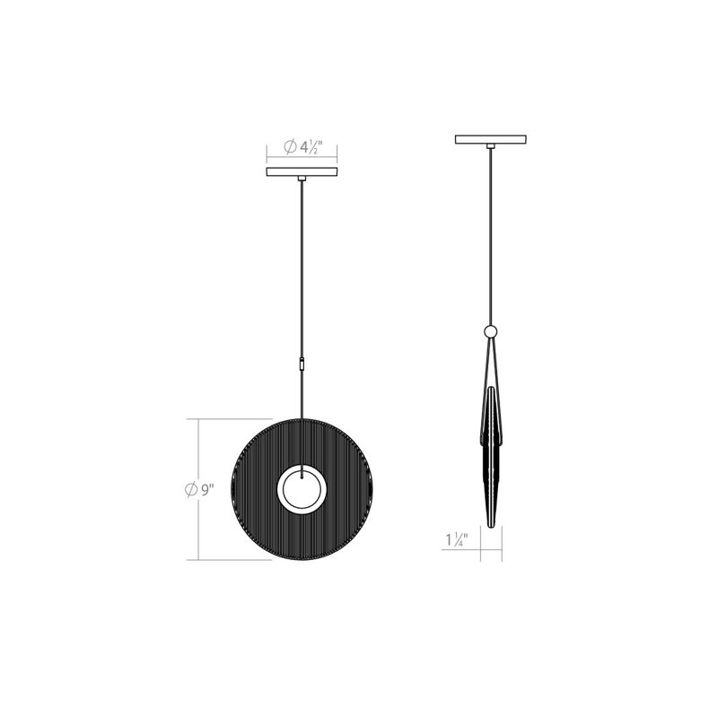 Meclisse 1 - Light LED Pendant, Etched, Black