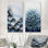 «Abstract Ocean Tiles Blue and Gold Coastal», ensemble de 2 reproductions d'art géométriques murales en métal