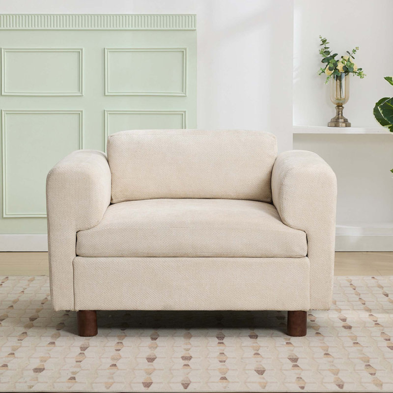 Fauteuil d'appoint moderne surdimensionné et confortable, Beige