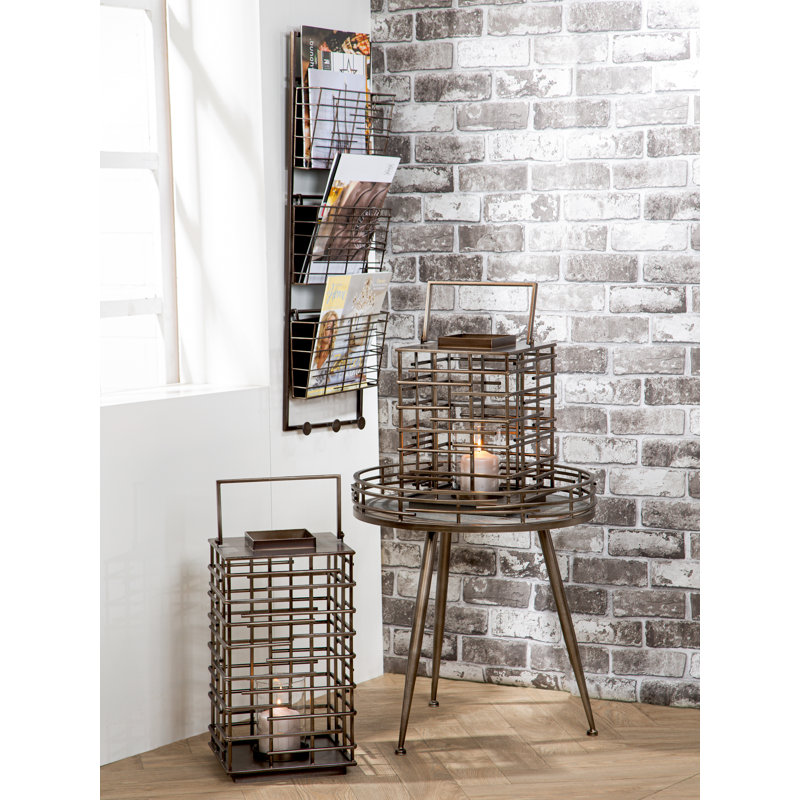 47cm Metal Tabletop Lantern, 47cm H x 26cm W x 26cm D