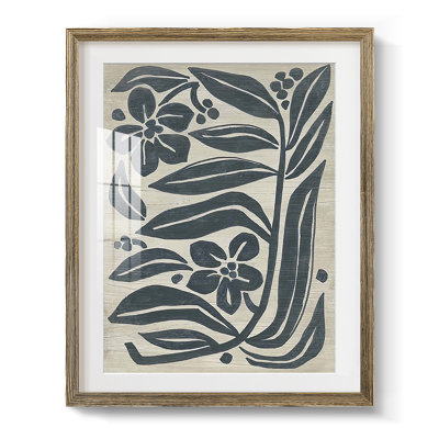Island Folk Flowers I - Vintage Botanical Print, Matted and Framed Under Acrylic Glass, Living Room and Dining Room Wall Art