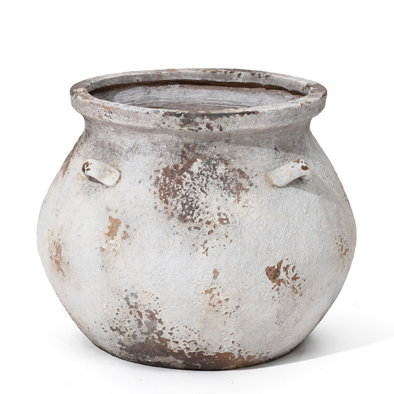 Perrinton Handmade Off White Rustic Cauldron MgO Pot Planter