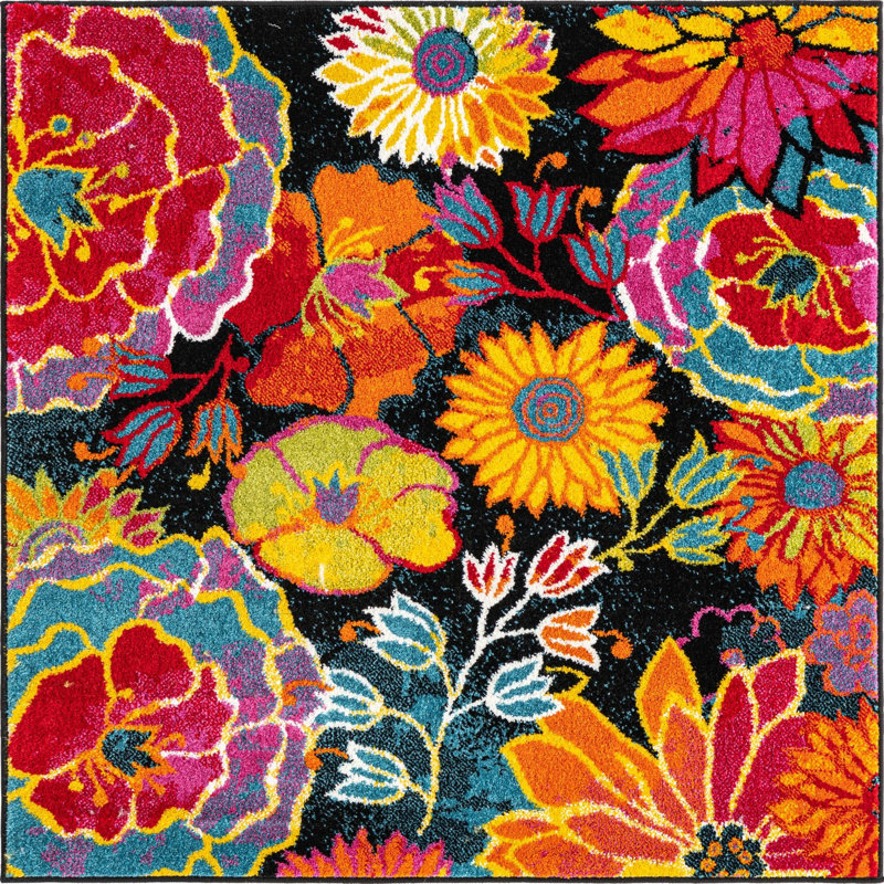 Lorene Floral Indoor Rug, Square 5'