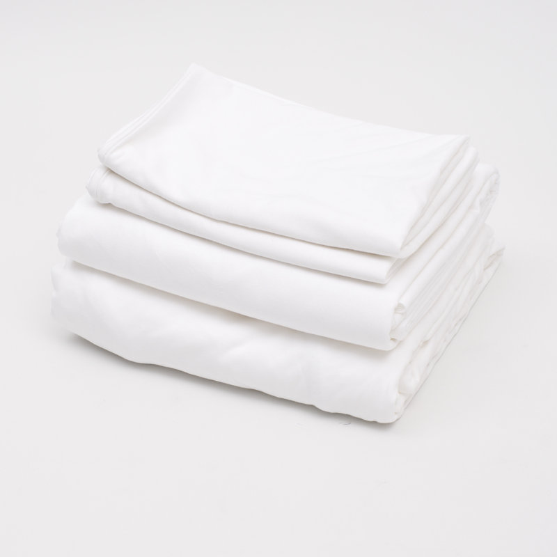 100% Cotton Jersey Knit Sheet Set, California King Sheet Set with 2 Pillowcases, White
