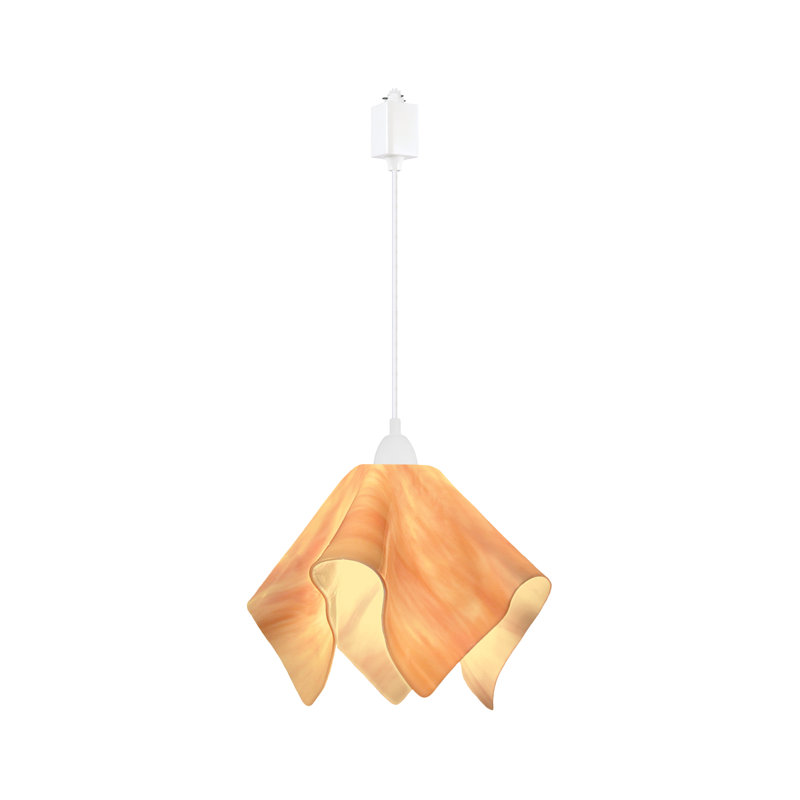 Dale Adjustable Track Pendant, Large, White, Pink Bisque