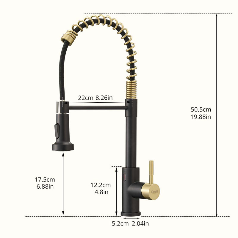 HOOSENG Pull Down Touchless Kitchen Faucet, Gold/Matte Black
