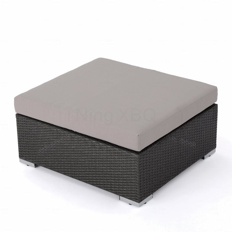 Patio Ottoman Gry + Alu, Gray Cushion/Gray Frame