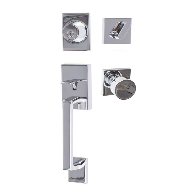 Ensemble de poignées Kolle avec poignée carrée, garniture de poignées carrées Bergen, Chrome poli