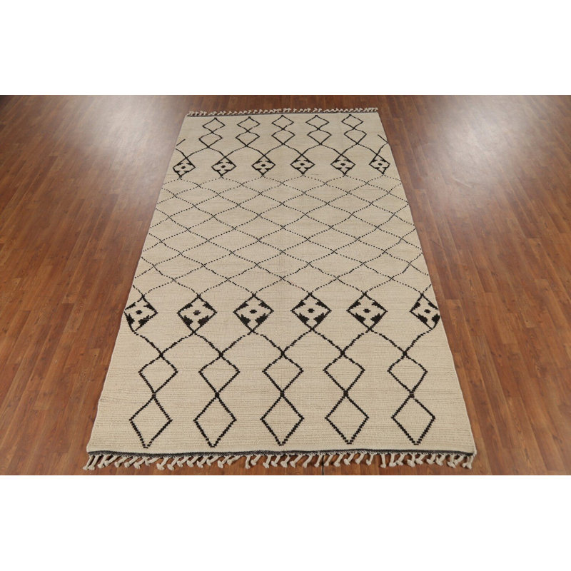 Tapis oriental marocain à motif de treillis All-Over 6 x 10