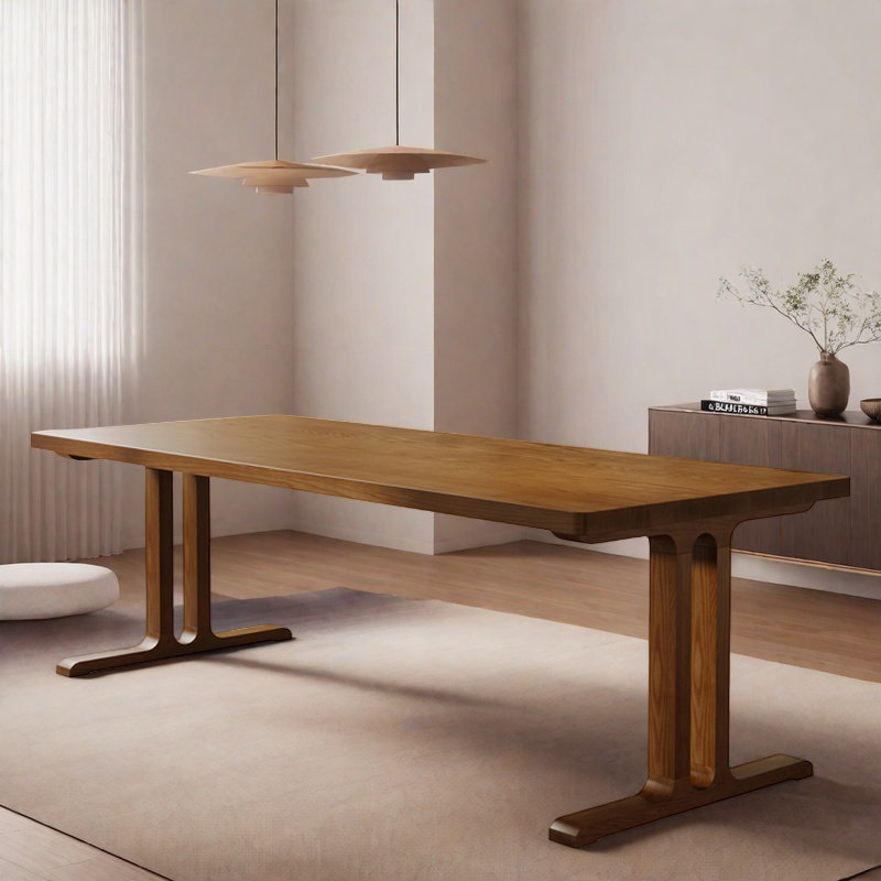 Simple light luxury solid wood table, 29.5”H x 86.6”L x 35.4”W