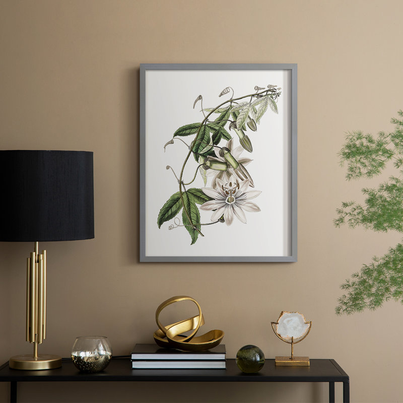 Tropical Botanical II, reproduction encadrée - bois massif, H 30 po x l 24 po, Gris