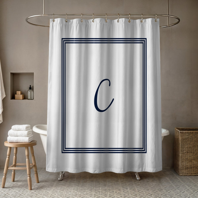 Rideau de douche simple , C, Bleu marine