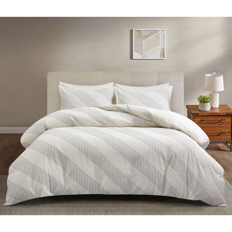 Ensemble de housse de couette 100% coton 3 pièces Rytham, Housse de couette très grand et 2 taies d'oreille
