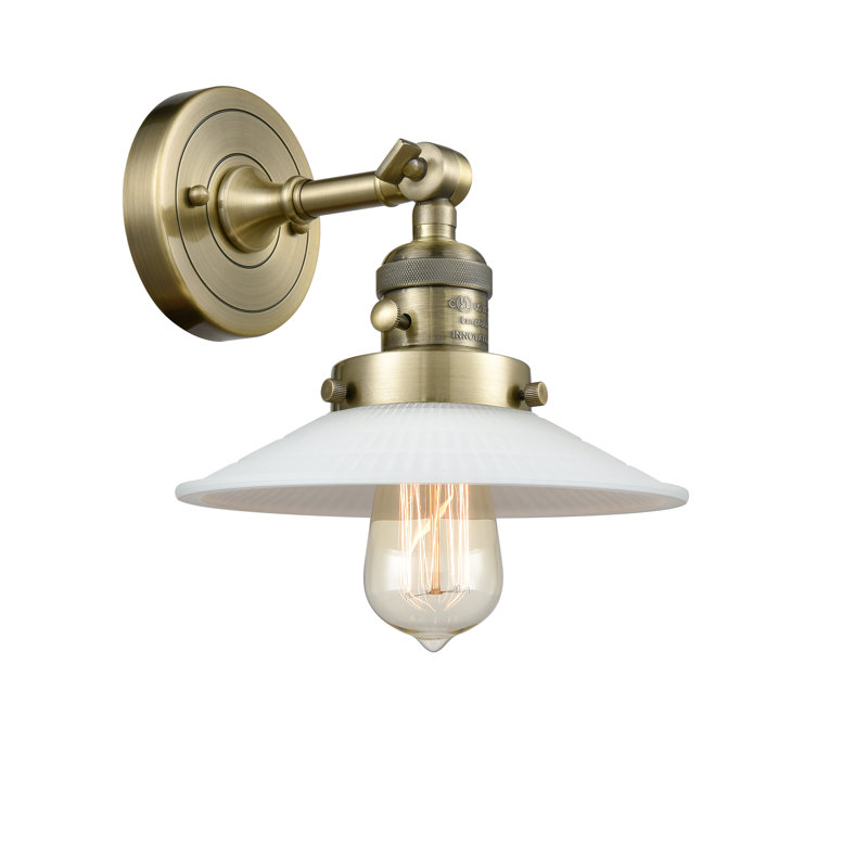 Gartner Armed Sconce, Antique Brass, 3.5 Watt Vintage LED Bulb, Clear