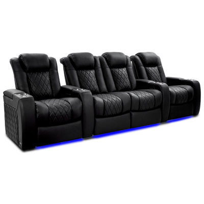 Upholstered Home Theater Seating with Cup Holder
