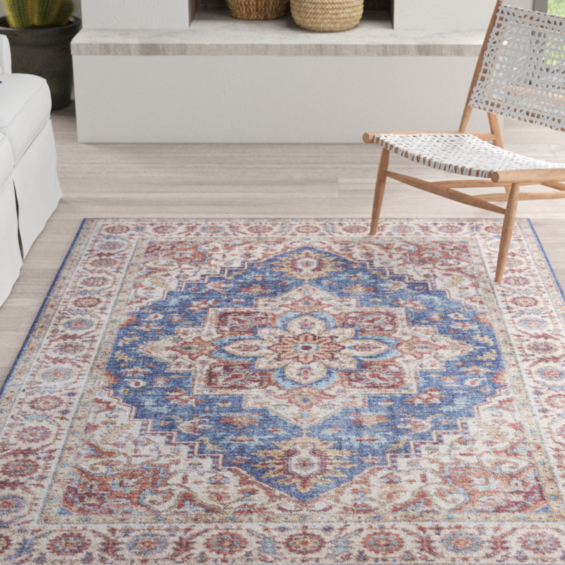 Anthea Tufted Plum Red/Jeans Blue Rug, Rectangle 160 x 230cm