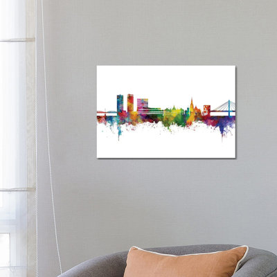 Umea Sweden Skyline Color by Michael Tompsett - Wrapped Canvas Gallery-Wrapped Canvas Giclée